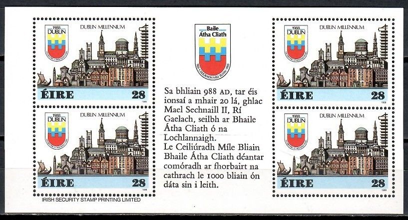 Znaczek Irlandia 1988 Mi h-blatt B642 Czyste **