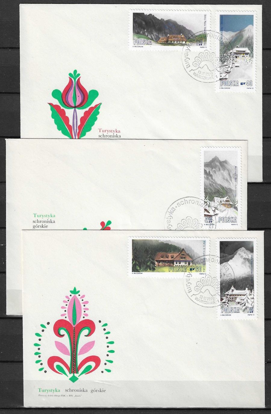Znaczek Polska 1972 Mi 2204-2208 Fi 2057-2061 FDC