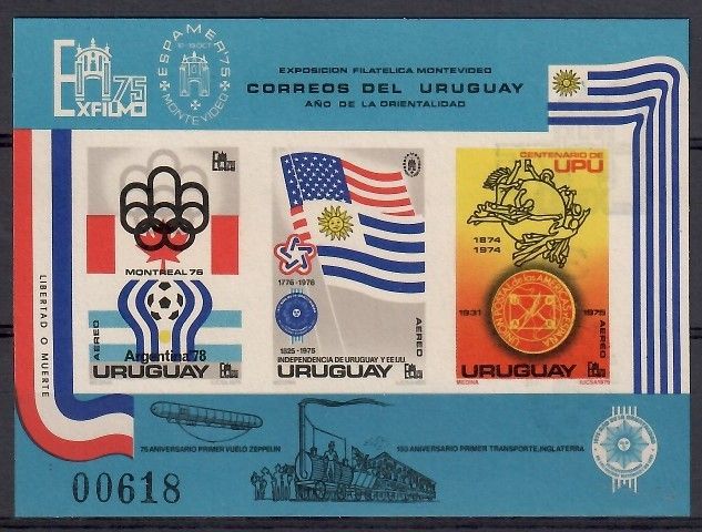 Znaczek Urugwaj 1975 Mi bl 28B-all414PN Czyste **