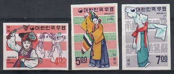 Znaczek Korea Południowa 1967 Mi 583-585B Czyste **