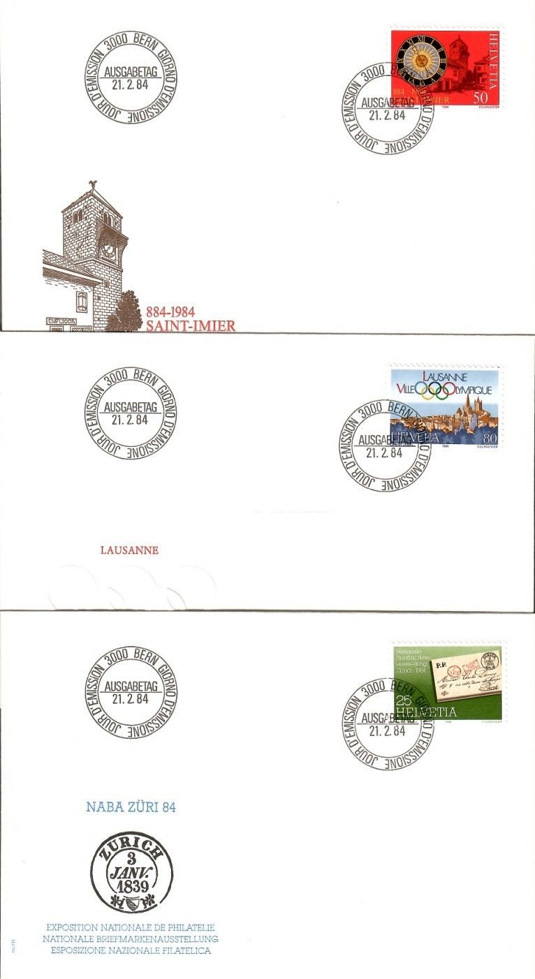Znaczek Szwajcaria 1984 Mi 1267-1269 FDC