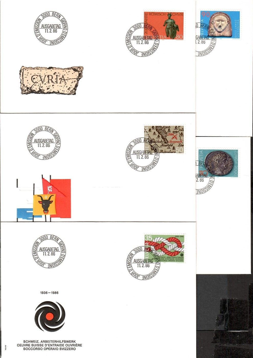 Znaczek Szwajcaria 1986 Mi 1308-1312 FDC