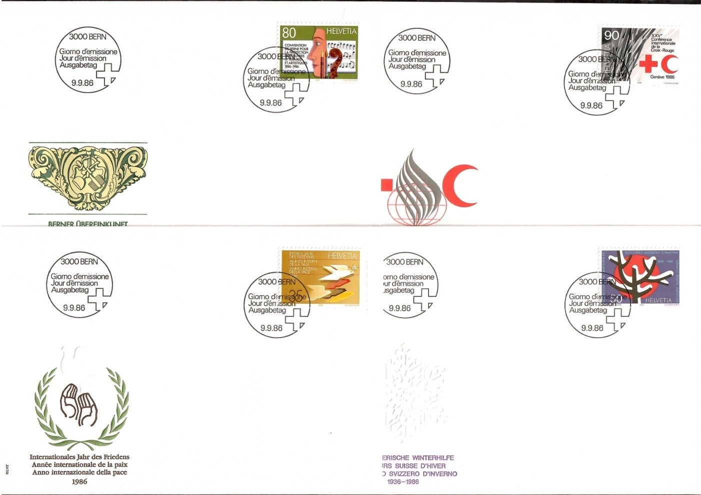 Znaczek Szwajcaria 1986 Mi 1327-1330 FDC