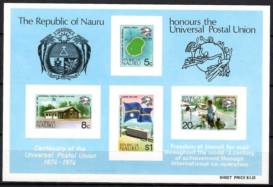 Znaczek Nauru 1974 Mi bl 1 Czyste **