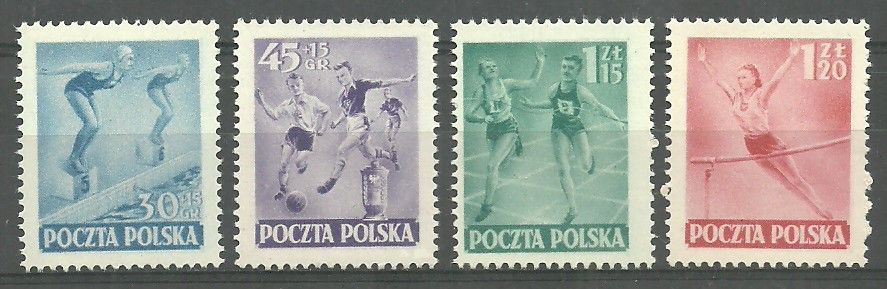Znaczek Polska 1952 Mi 750-753 Fi 612-615 Czyste **