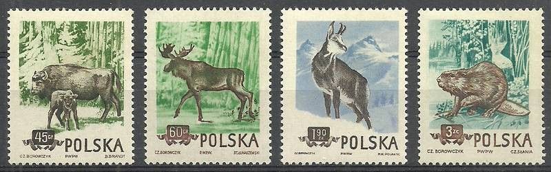 Znaczek Polska 1954 Mi 885-888 Fi 743-746B Czyste **