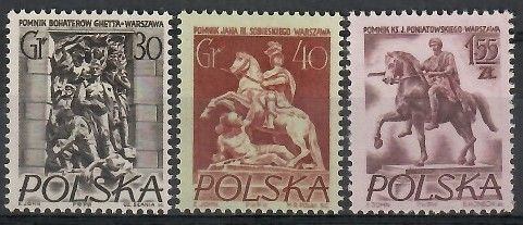 Znaczek Polska 1956 Mi 974-976A Fi 830-832 Czyste **