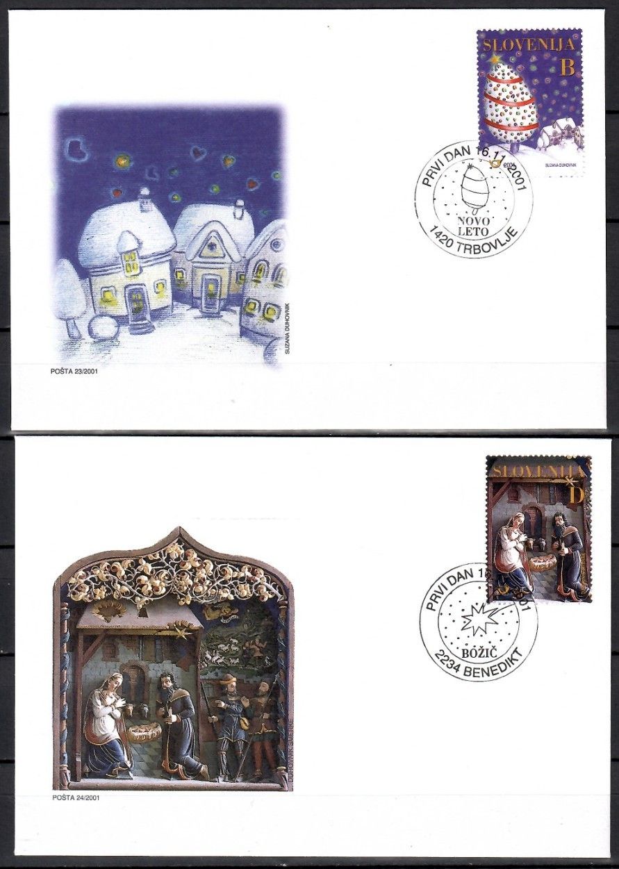 Znaczek Słowenia 2001 Mi 373-374 FDC