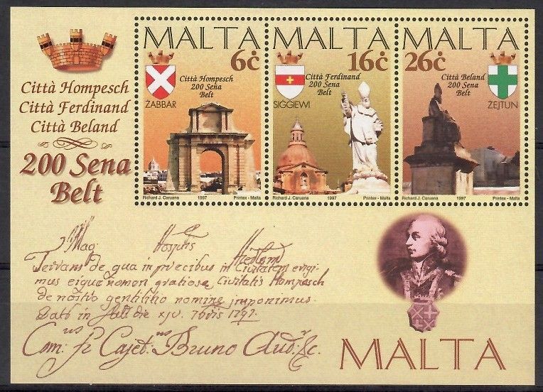 Znaczek Malta 1997 Mi bl 15 Czyste **