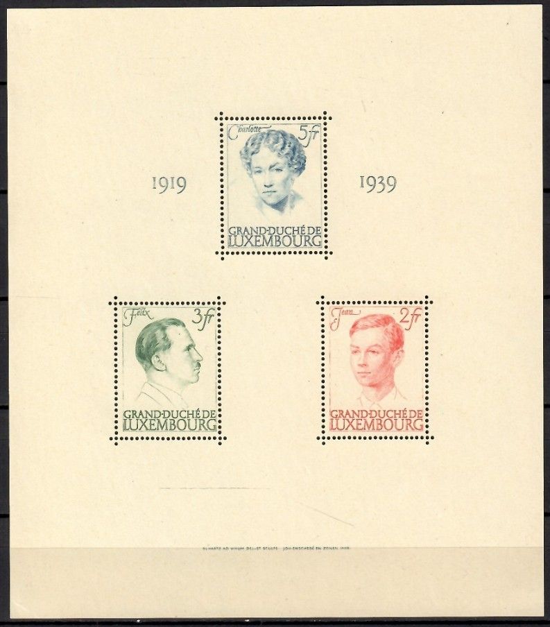 Znaczek Luksemburg 1939 Mi bl 3 Czyste **
