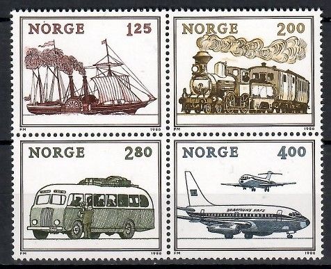 Znaczek Norwegia 1980 Mi 817-820 Czyste **