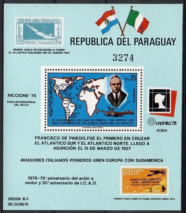 Znaczek Paragwaj 1978 Mi bl 327 Czyste **