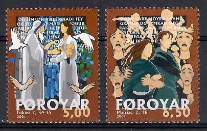 Znaczek Wyspy Owcze 2001 Mi 412-413 Czyste **