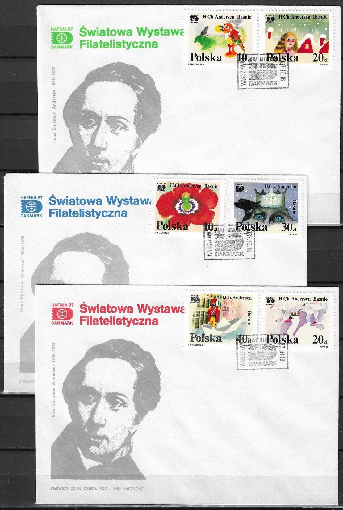 Znaczek Polska 1987 Mi 3125-3130 Fi 2977-2982 FDC