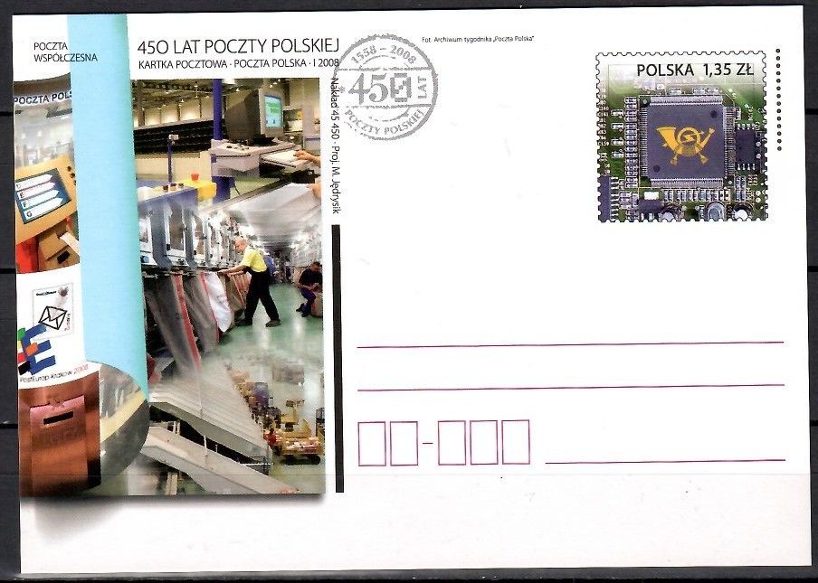 Znaczek Polska 2008 Fi Cp 1453 Całostka pocztowa