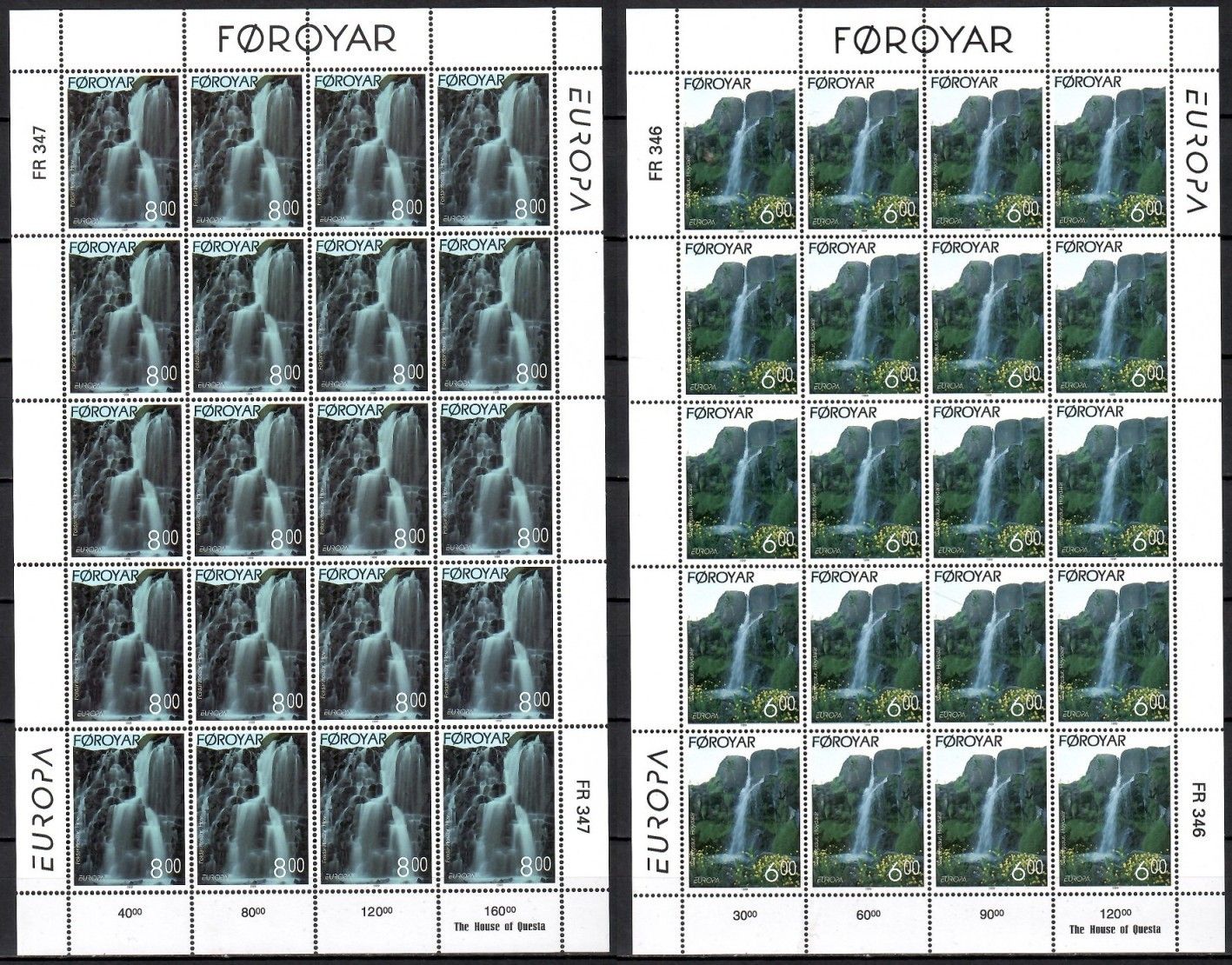 Znaczek Wyspy Owcze 1999 Mi ark 354-355 Czyste **