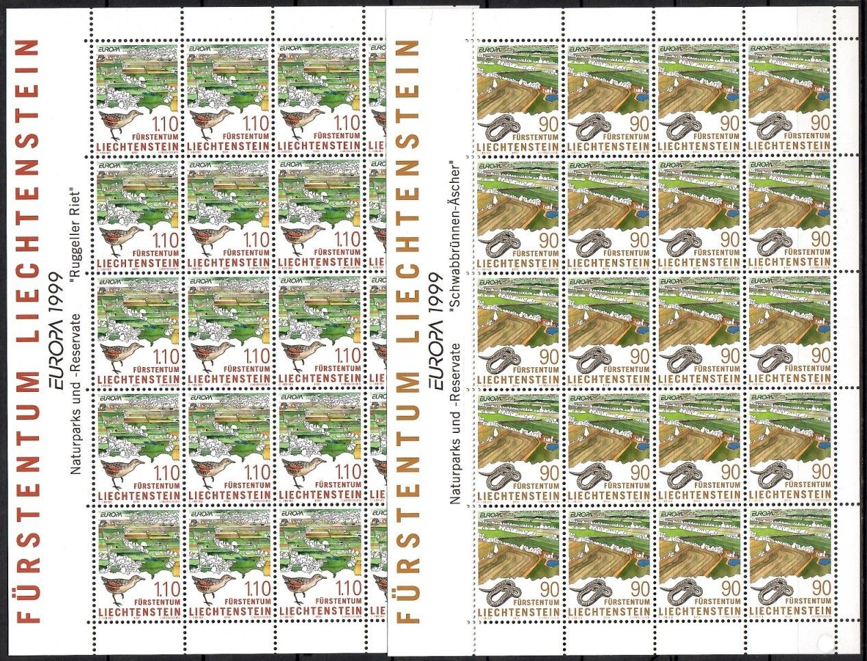 Znaczek Liechtenstein 1999 Mi ark 1190-1191 Czyste **