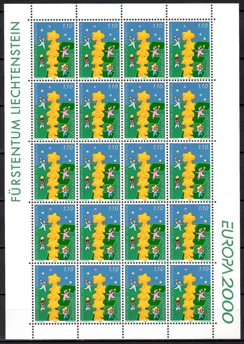 Znaczek Liechtenstein 2000 Mi ark 1234 Czyste **