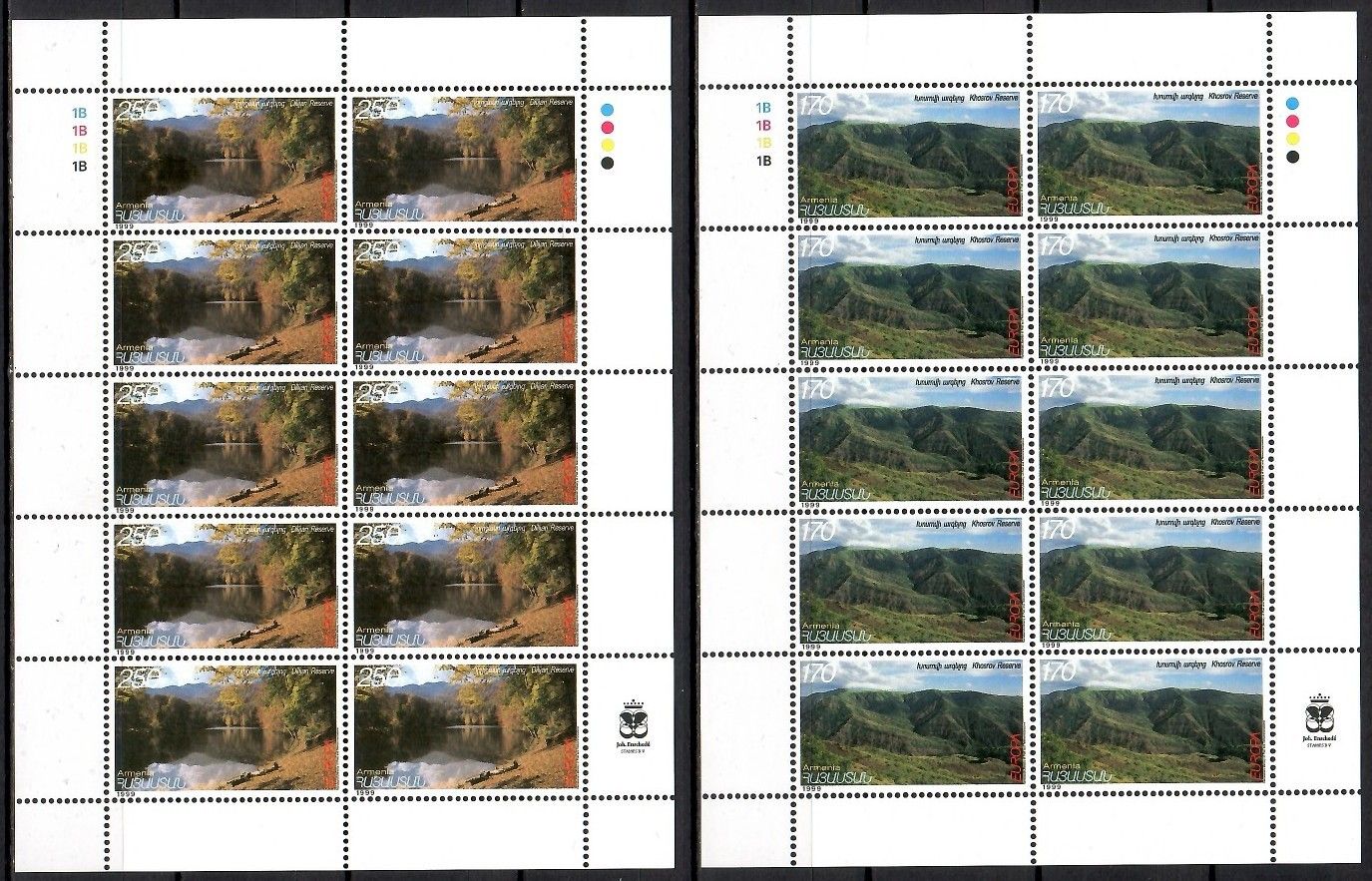 Znaczek Armenia 1999 Mi ark 353-354 Czyste **