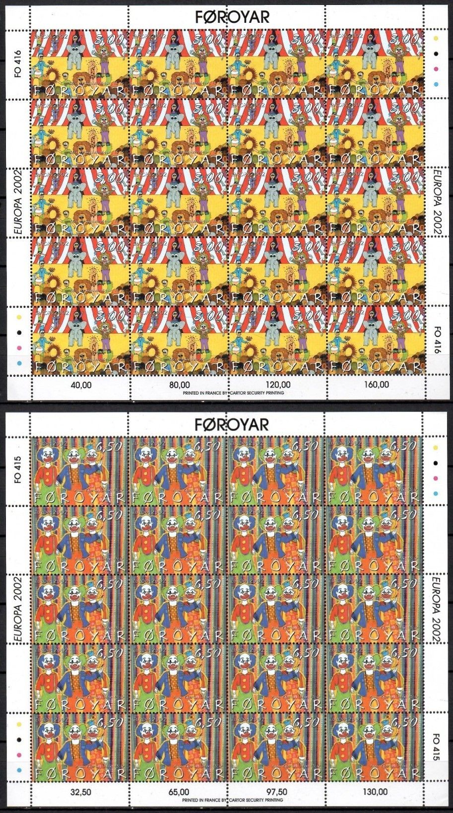 Znaczek Wyspy Owcze 2002 Mi ark 423-424 Czyste **