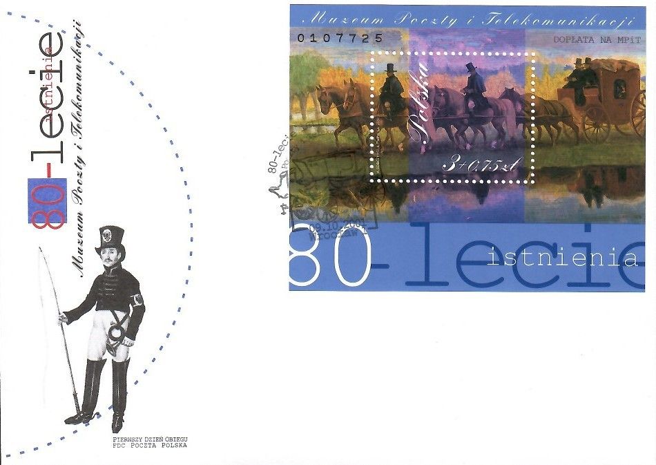 Znaczek Polska 2001 Mi bl 147 Fi bl 177 FDC