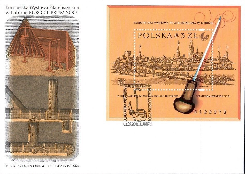 Znaczek Polska 2001 Mi bl 145 Fi bl 175B FDC