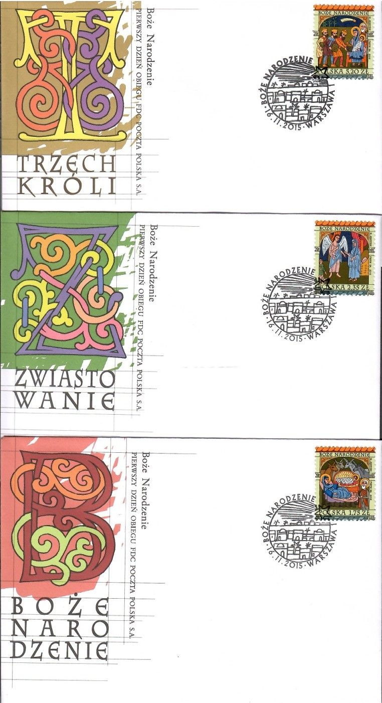 Znaczek Polska 2015 Mi 4802-4804 Fi 4652-4654 FDC