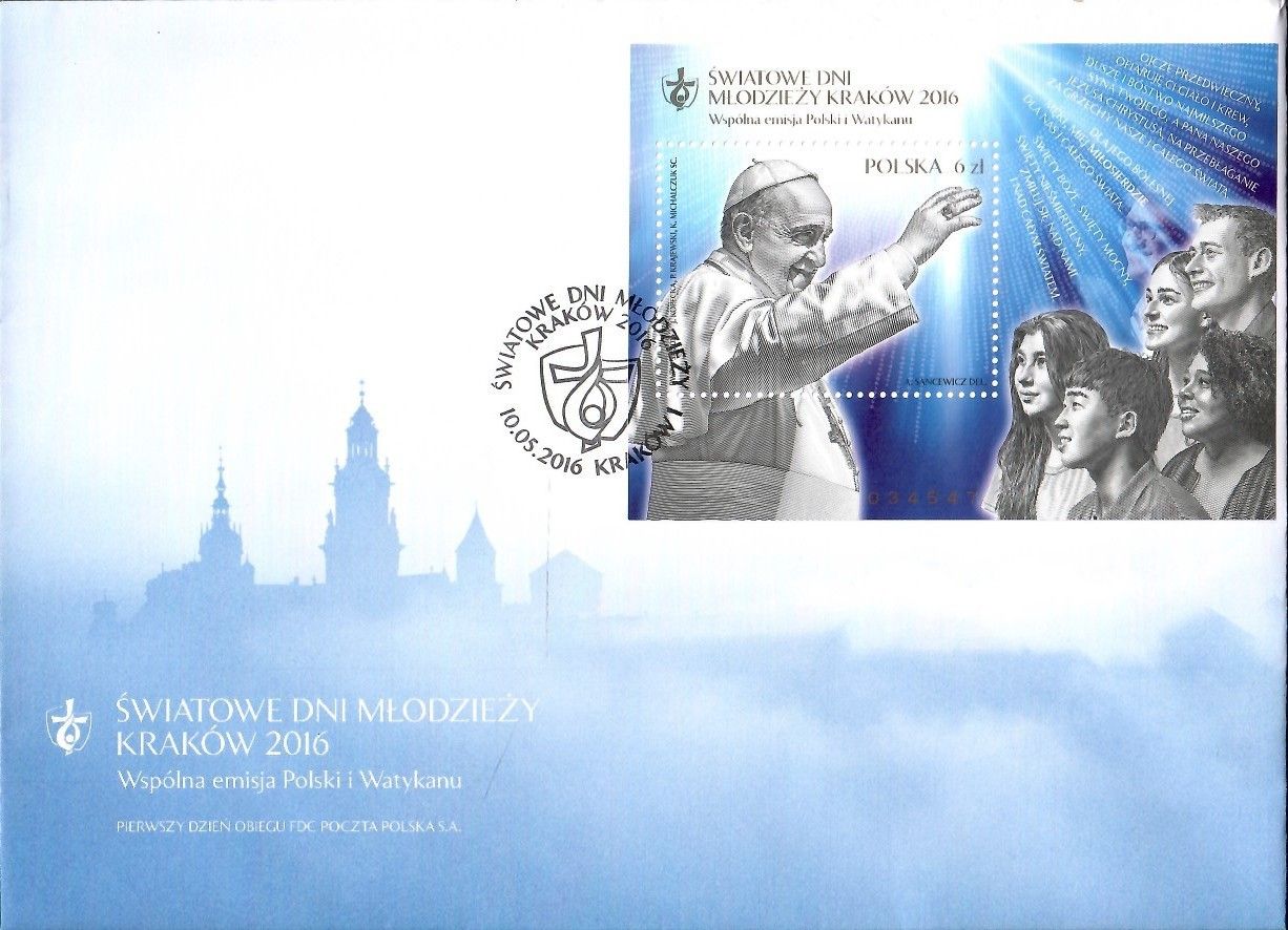 Znaczek Polska 2016 Mi bl 249 Fi bl 287 FDC