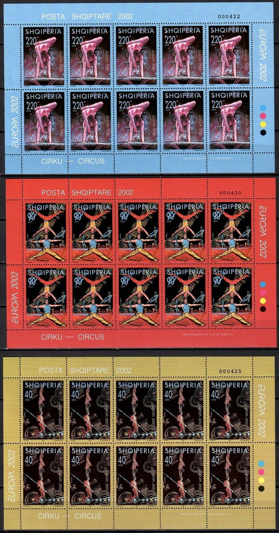 Znaczek Albania 2002 Mi ark 2866-2868 Czyste **