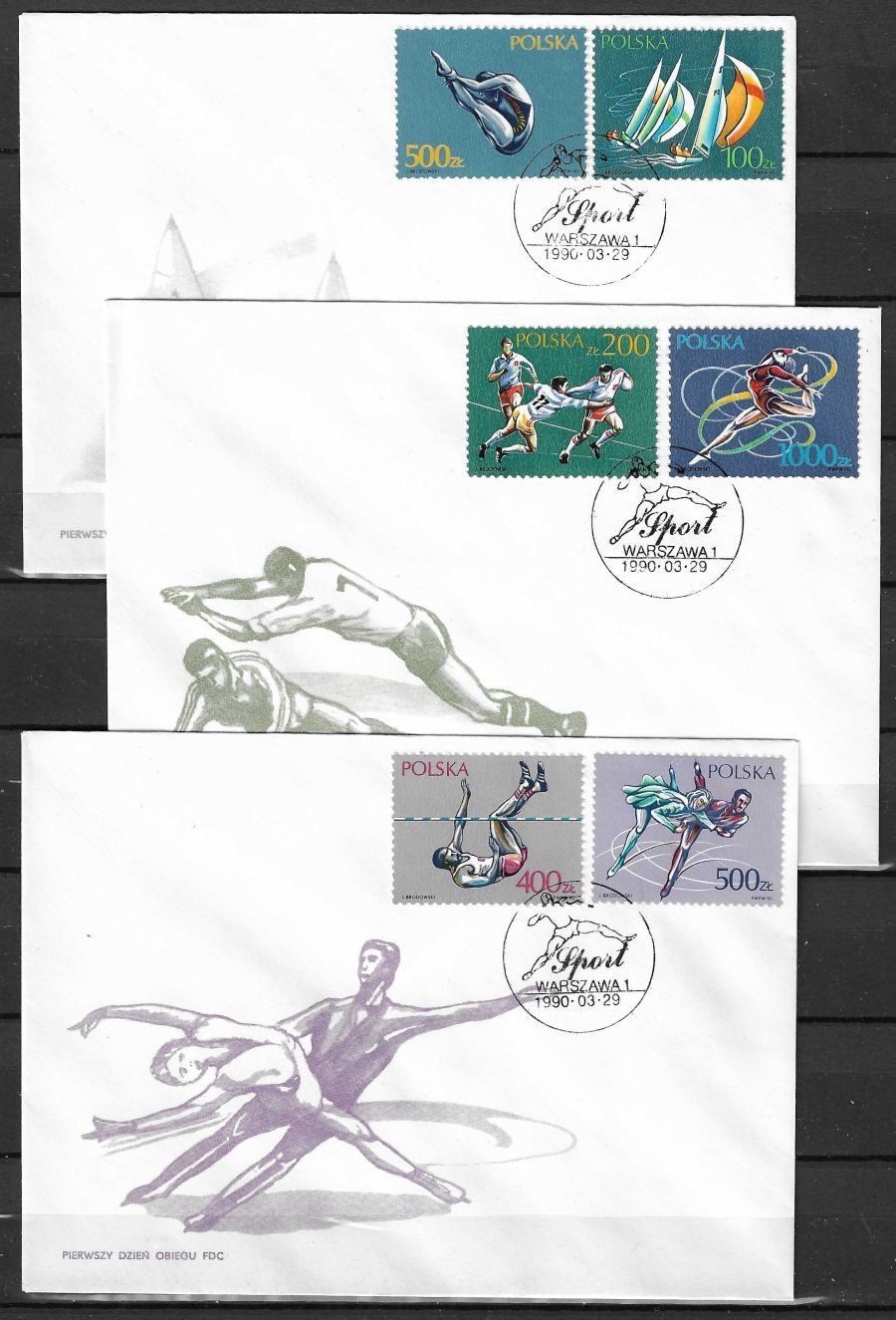 Znaczek Polska 1990 Mi 3258-3263 Fi 3110-3115 FDC