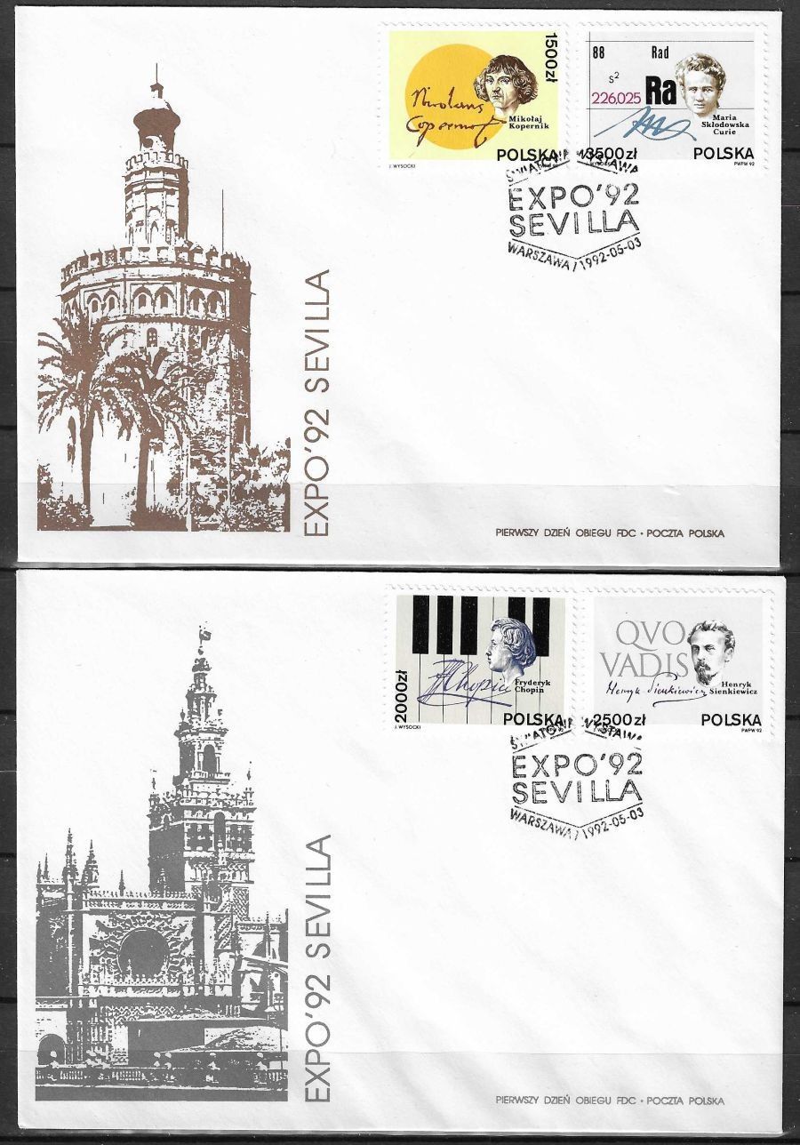 Znaczek Polska 1992 Mi 3372-3375 Fi 3224-3227 FDC