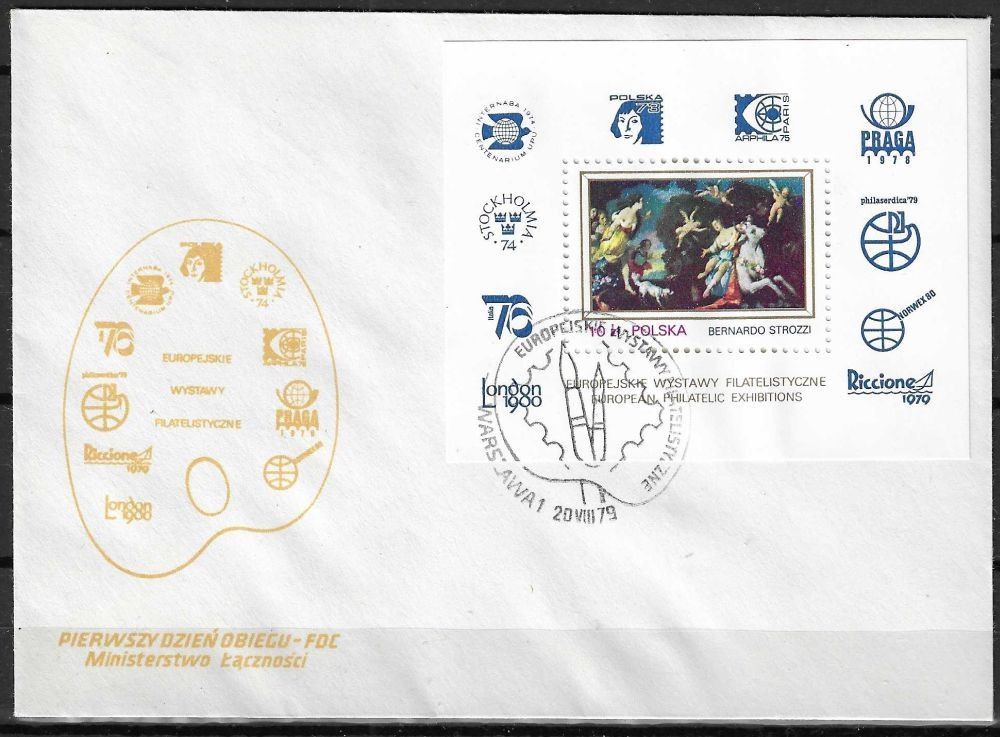 Znaczek Polska 1979 Mi bl 78 Fi bl 108 FDC
