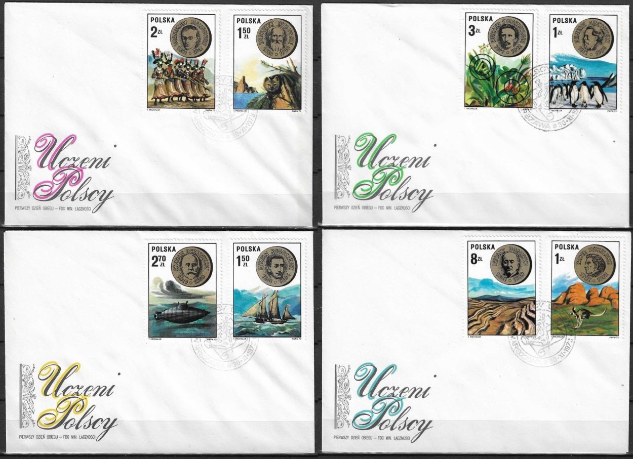 Znaczek Polska 1973 Mi 2281-2288 Fi 2133-2140 FDC