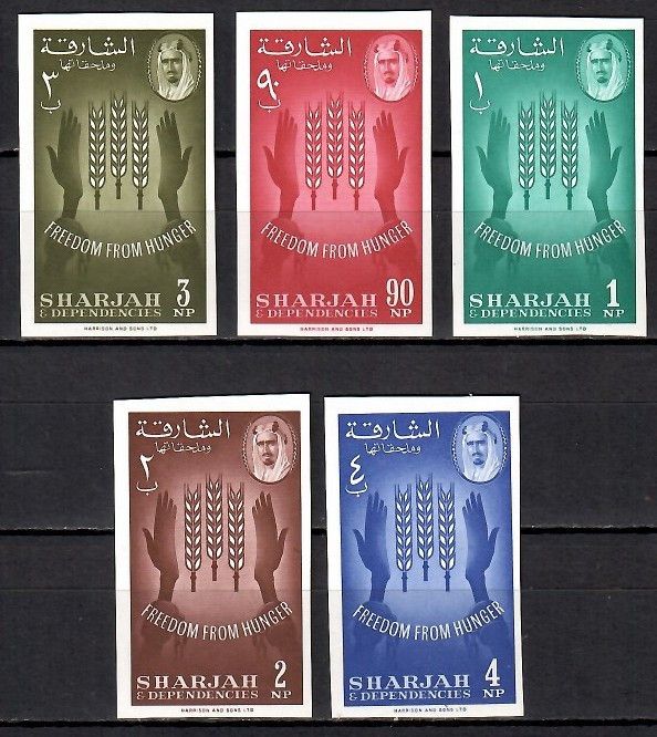 Znaczek Sharjah 1963 Mi 35-39B Czyste **
