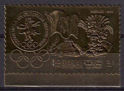 Znaczek Sharjah 1968 Mi gold 501 Czyste **