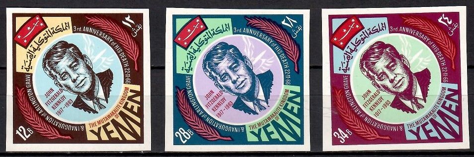 Znaczek Jemen Królestwo 1967 Mi 251-253B Czyste **