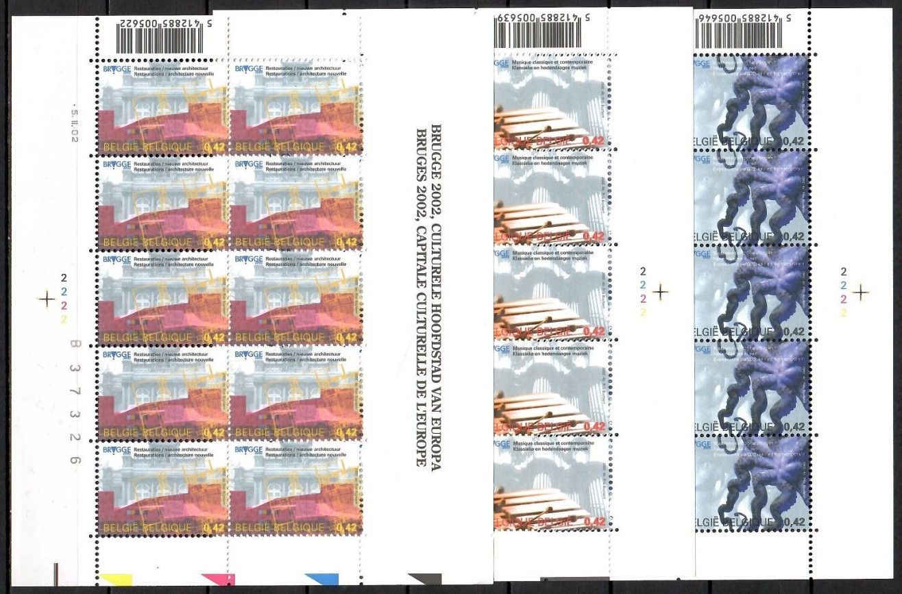 Znaczek Belgia 2002 Mi ark 3108-3110 Czyste **