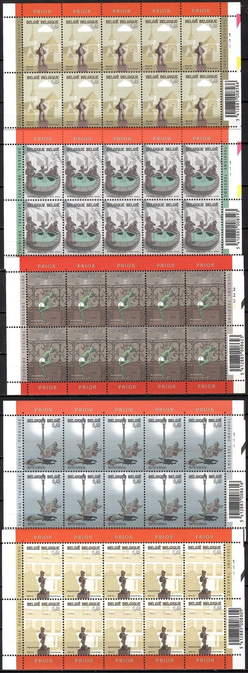 Znaczek Belgia 2003 Mi ark 3243-3247 Czyste **