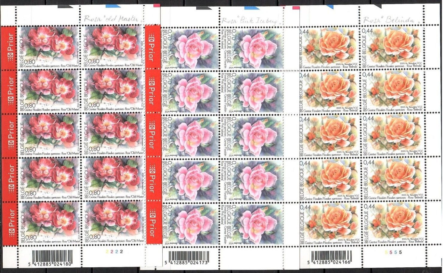 Znaczek Belgia 2005 Mi ark 3431-3433 Czyste **