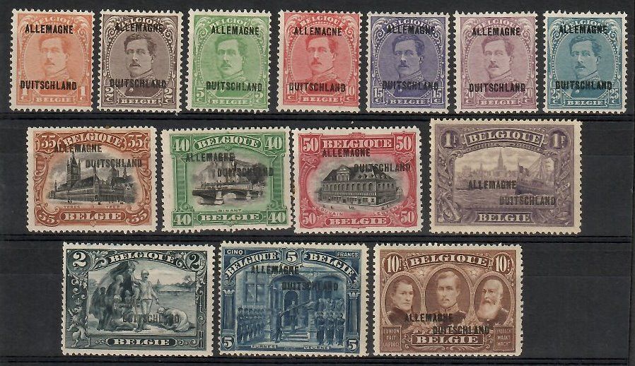 Znaczek Belgia 1919 Mi 1-14(BMR) Z podlepką *