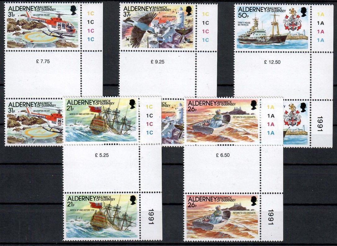 Znaczek Alderney 1991 Mi 49-53 Czyste **