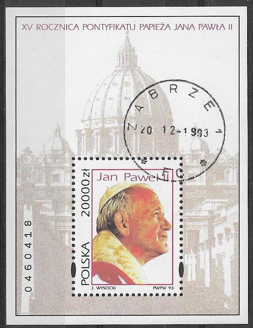 Znaczek Polska 1993 Mi abo bl 123 Fi bl 153 Stemplowane