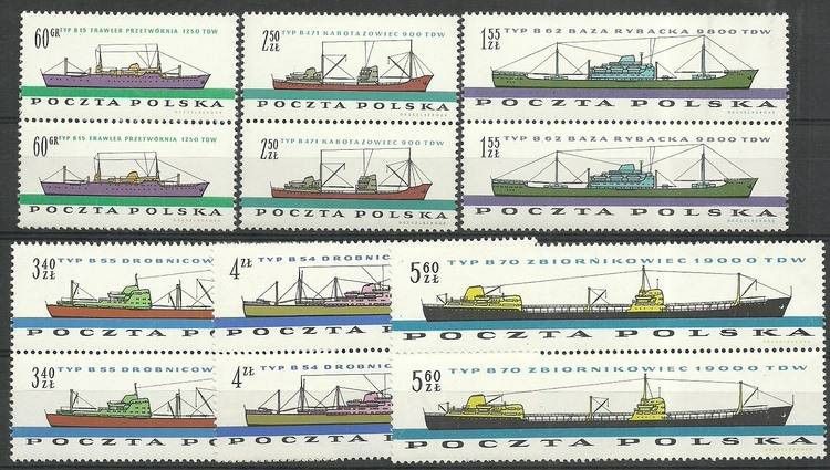 Znaczek Polska 1961 Mi 1238-1243 Fi 1094-1099 Czyste **