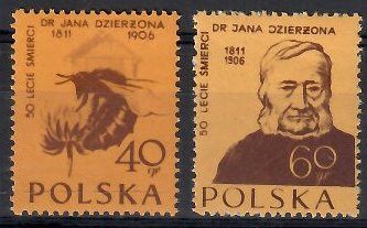 Znaczek Polska 1956 Mi 982A-983CII Fi 841-842II Czyste **