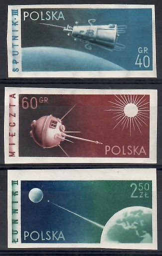 Znaczek Polska 1959 Mi 1127-1129B Fi 983-985A Czyste **