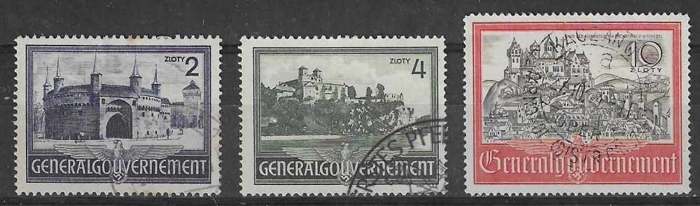 Znaczek Generalne Gubernatorstwo / GG 1941 Mi 63-65 Fi 63-65 Stemplowane