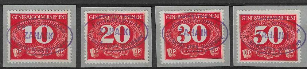 Znaczek Generalne Gubernatorstwo / GG 1940 Mi zus 1-4 Fi 1-4 Stemplowane
