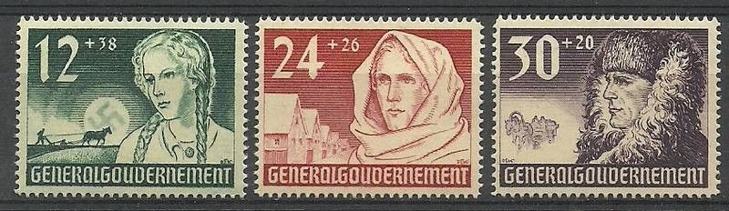 Znaczek Generalne Gubernatorstwo / GG 1940 Mi 56-58 Fi 56-58 Czyste **