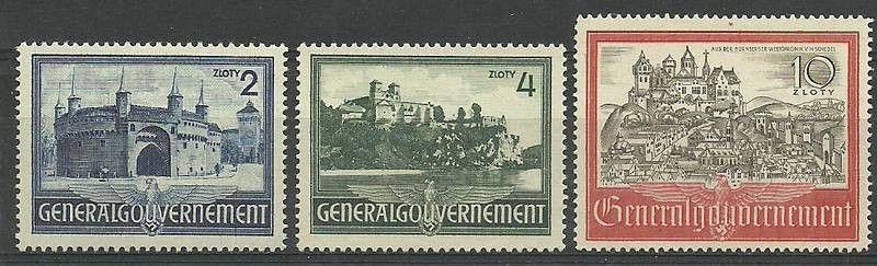 Znaczek Generalne Gubernatorstwo / GG 1941 Mi 63-65 Czyste **
