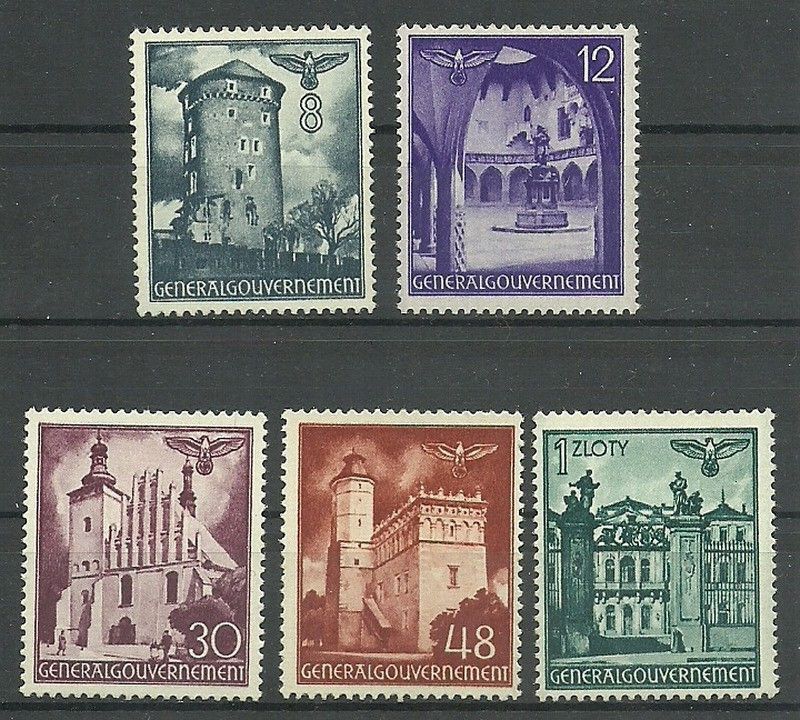 Znaczek Generalne Gubernatorstwo / GG 1941 Mi 66-70 Fi 66-70 Czyste **
